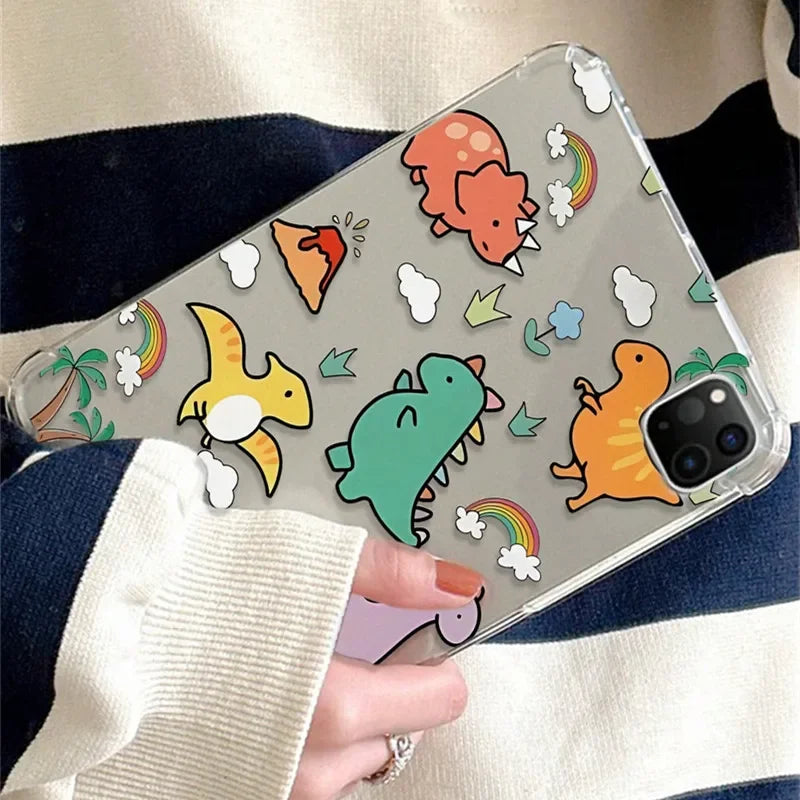 Case for Samsung Galaxy Tab A9+ A9 Plus 11 inch A8 A7 Lite S6Lite S7 S8 S9 S10 Plus 12.4 '' Cute Dinosaur Flexible TPU Case