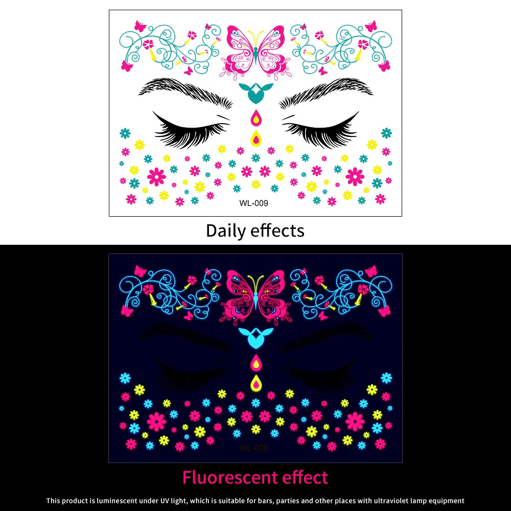 3D Face Eyes Party Makeup Tattoo Sticker Acrylic Diamond Rhinestones Sticker Self-adhesive Mixed Crystal Face Decoration Sticker