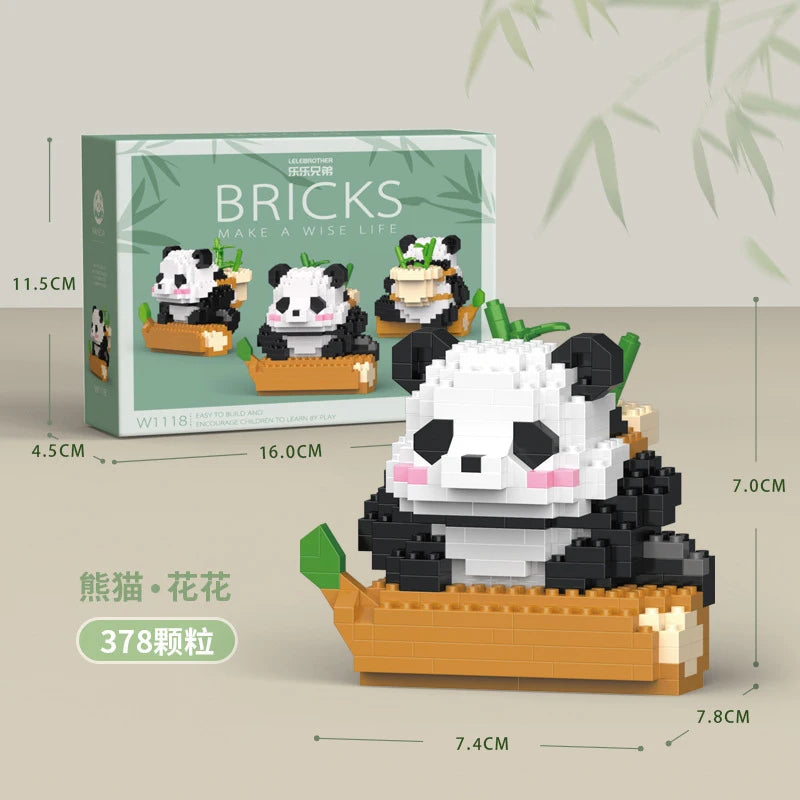 Creative DIY Assemable Animal Cute MINI Chinese Style Animal Panda Building Block Educational Boy Toys For Children Model Bricks