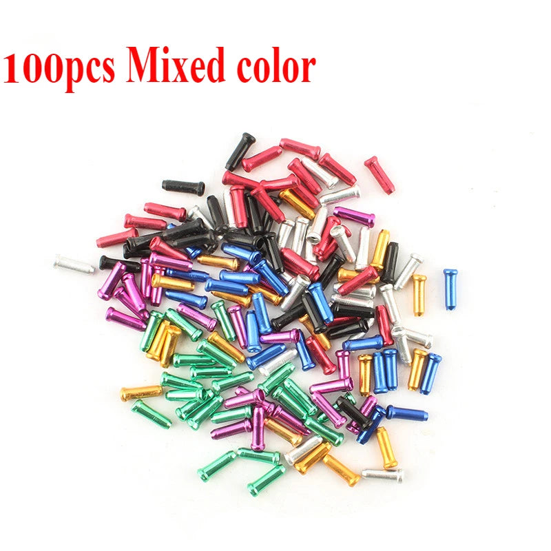 50/100pcs Bicycle Cable End Caps Aluminum Alloy Bike Brake Shifter Cable Tips Wire End Cap Multiple Colors Bike Line Core Caps