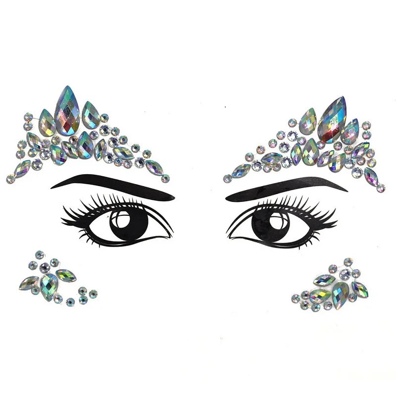 3D Rhinestone Bright Face stickers for festival Glitter Makeup Jewelry Sticker on Face crystals Gems jewels diamonds decoration