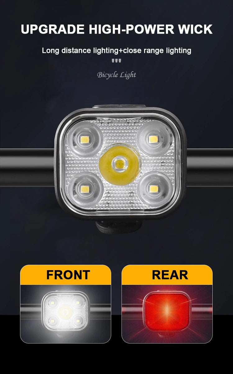 Bicycle Lights High Bright Cycling Lamp Front and Rear USB Rechargeable MTB Bike Headlight Taillight Waterproof Lantern Lighting