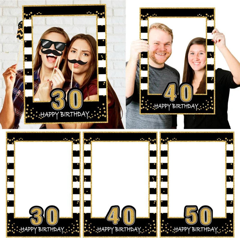 Birthday Photo Booth Frame Props ONE Year Old Birthday Party Decorations Adult Photo Booth Props 1/16/21/25/30/40/50/60th