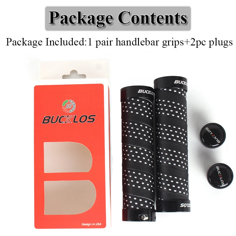 BUCKLOS Bicycle Grips Bike Handlebar Grips Non-slip Aluminum Double Lock Bicycle Handles MTB Cuffs Mountain Bike Grips