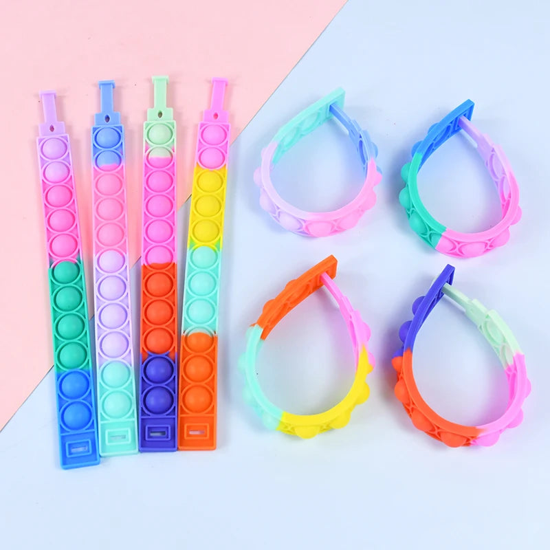 24/48/72Pcs Pop Bracelet Fidget Toy Kids Birthday Party Favors Goodie Bag Filler Sensory Stress Relief Christmas Gift Supplies