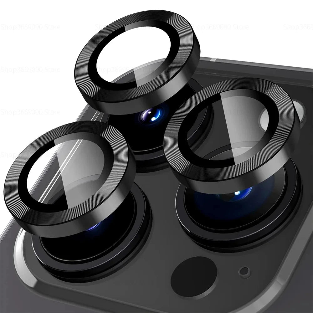 3-2PCS Camera Lens Protector For iPhone 16 Pro Max 16Pro 16Plus Metal Ring Protector Glass For iPhone 14 15 Plus Camera Lens