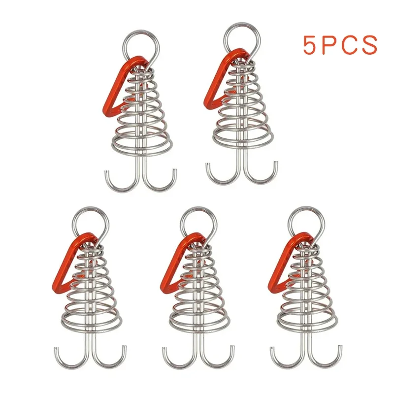 Outdoor Camping Octopus Rope Buckle Camping Deck Nail Stainless Steel Fixed Tent Rope Buckle Wooden Hook Spring Wind Rope