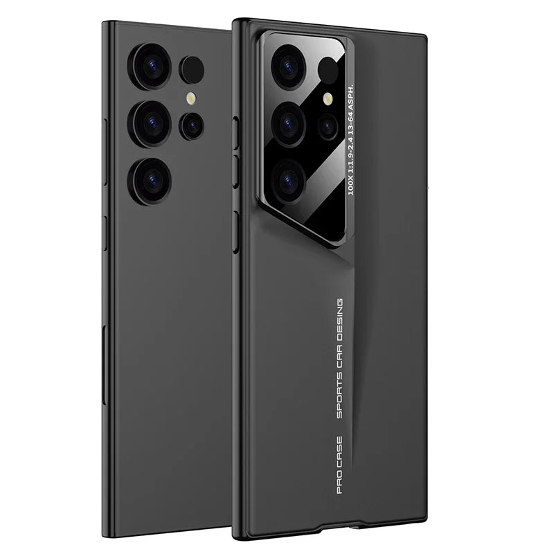 Ultrathin Blade Mecha Hard PC Matte Phone Case For Samsung Galaxy S24 S23 S22 S25 Ultra Lens Protection Frosted Shockproof Cover