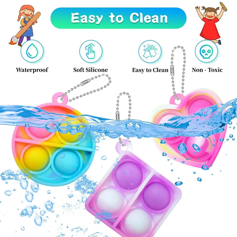 12/24pcs Mini Pop Keychain Toddler Sensory Fidget Toys Bulk Classroom Prizes Kids Birthday Party Favors Wedding Gift for Guests