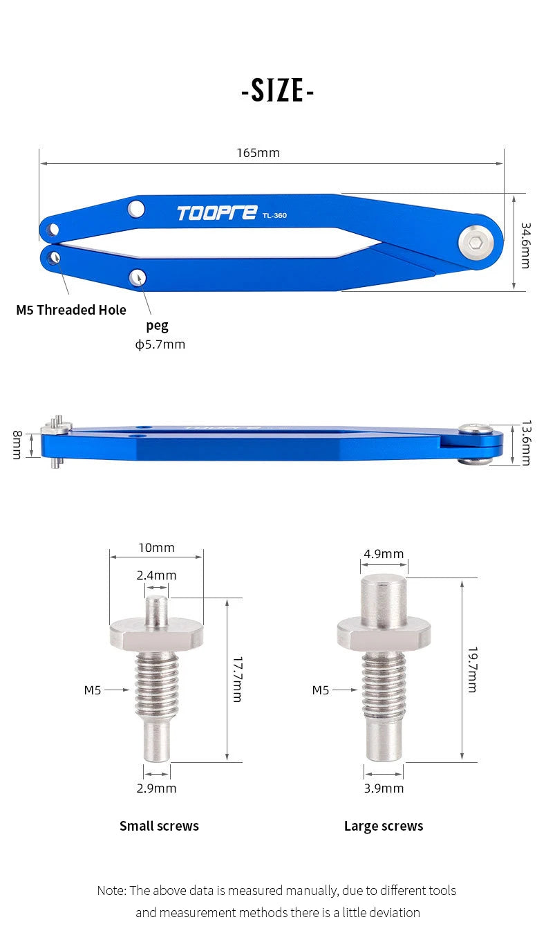 TOOPRE Bicycle Pin Hook Adjustable Wrench DUB Crank Cover Removal Tool Motorcycle Shock Oil Seal Seatshock Fork Repair Tool