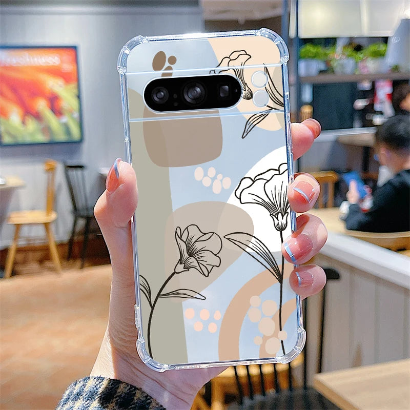 P ixel 8 Pro Plant Flower Transparent Phone Case For Google Pixel 8Pro 7A 8A 6 8 9 6Pro 9ProXL 7Pro 6A 7 9Pro Cover