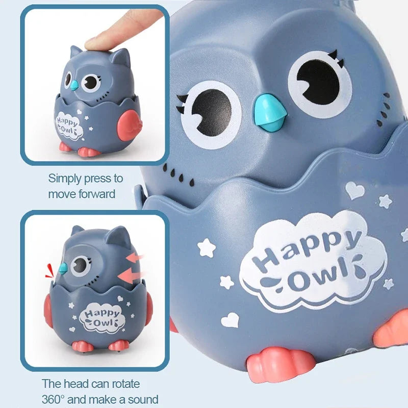 Kids Classic Wind Up Interactive Owl Shaped Press Mechanical Sliding Toys Toys for Boys Girls Birthday Xmas Gift