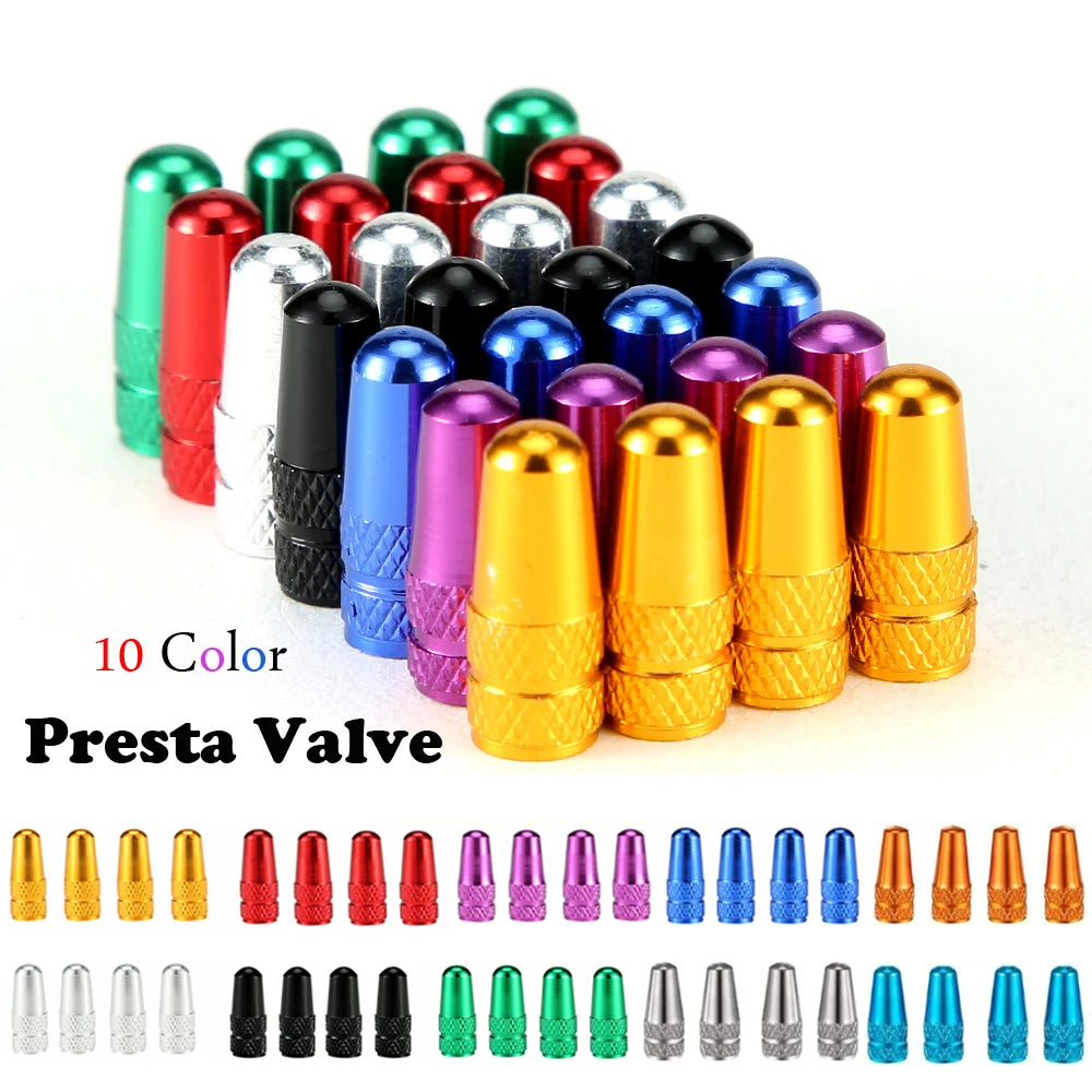 4Pcs/Set Aluminum Alloy Road MTB Track Racing Bike Tube Tyre Bicycle Tire Wheel French Valve cap Presta AIR Valve Caps