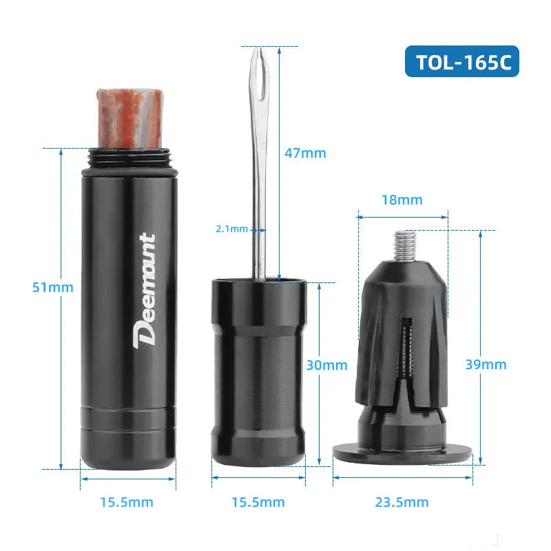 Deemount original Bicycle Tubeless Tire Repair Tool Tyre Drill Puncture for Urgent Glue Free Repair Optional Rubber Stripe