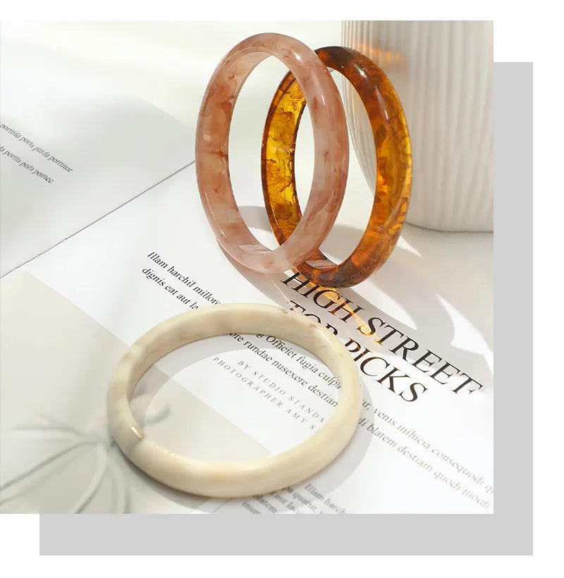 3pcs New Vintage Resin Acrylic Bangle Set for Women Jewelry Korean Cuff Bangles Bracelets with Charms Designer Round New Gifts