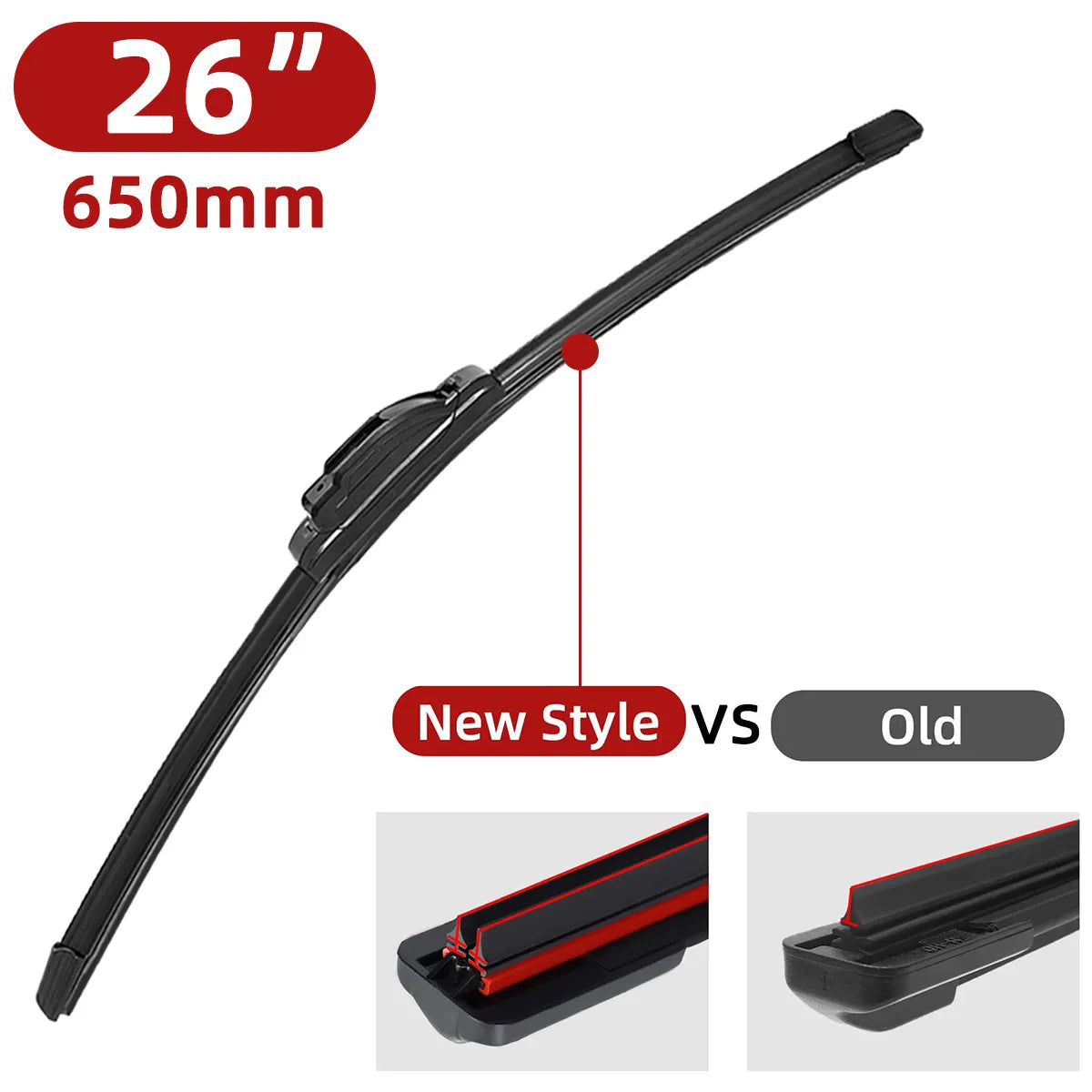 Automotive universal J/U hook double rubber strip wiper blade boneless wiper blade 14 "16" 18 "19" 20 "21" 22 "24" 26“