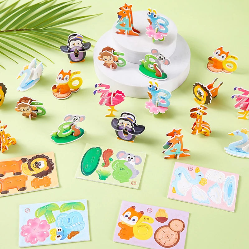 20pcs Cartoon Animals Foam Puzzle 3D Educational Toys for Kids Birthday Party Favors Guest Gift Classroom Rewards Goodie Fillers