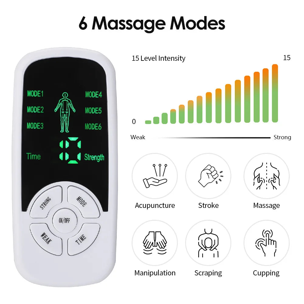 EMS Pulse Electric Muscle Stimulator Back Neck Body Massager Tens Acupuncture Meridian Physiotherapy Digital Massage Tools