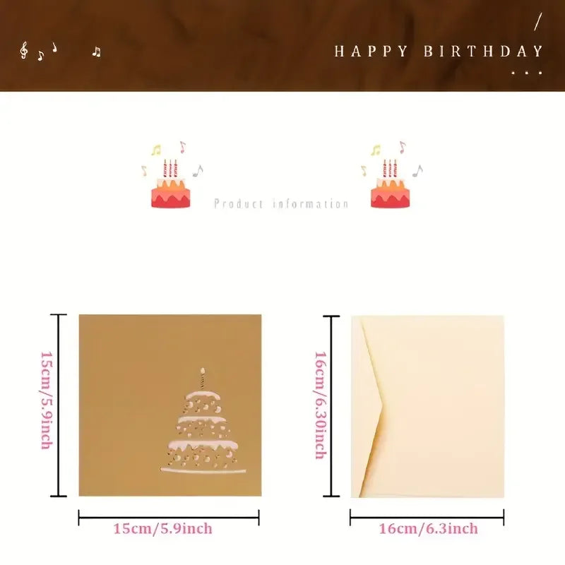Musical Birthday Greeting Cards 3D Pop Up Gift Card with Led Music Gift Cards with Envelope Wedding Decorations for Tables