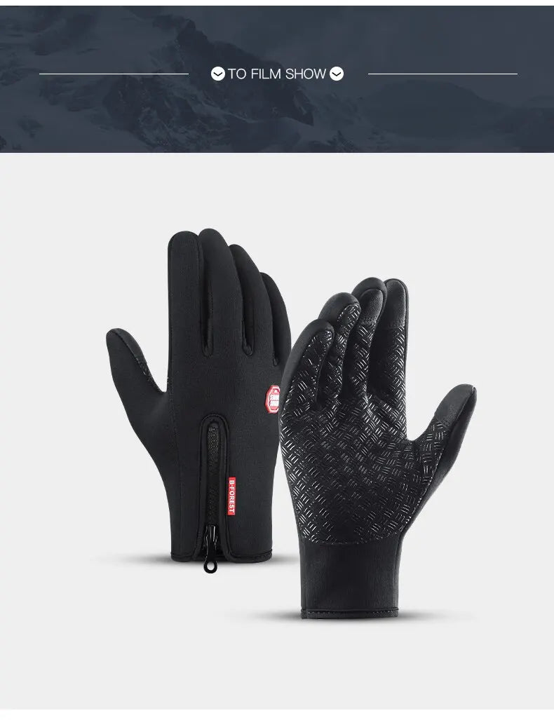 Autumn Winter Warm Cycling Gloves Thermal Outdoor Sport Running Bicycle Ski Gloves for Camping Hiking Motorcycle Gloves Men