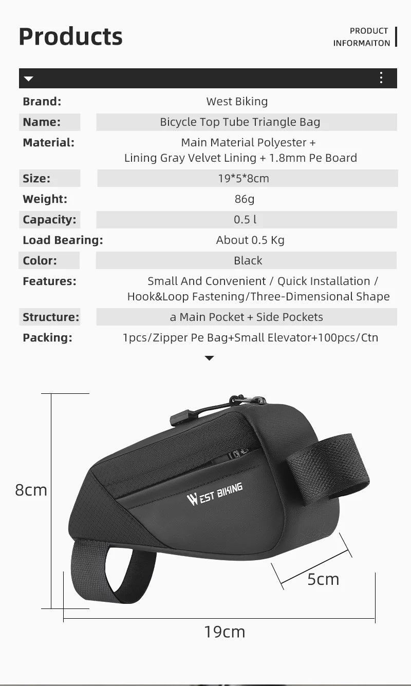 Bike Bag Ultralight Top Front Tube Frame Triangle Bag Mini Size Portable Water Repellent MTB Road Bicycle Bag Pannier