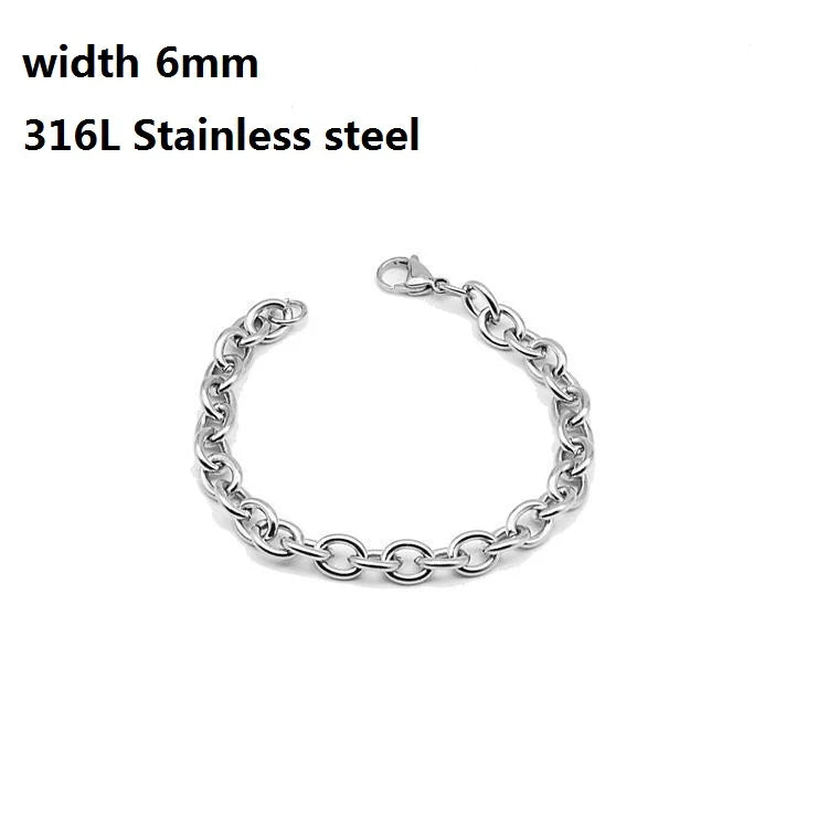 316L Stainless Steel Cuban Chain Bracelet for Men Women Figaro Vintage Metal Viking Kpop Pulseras Emo Cute Luxury Jewelry Gift