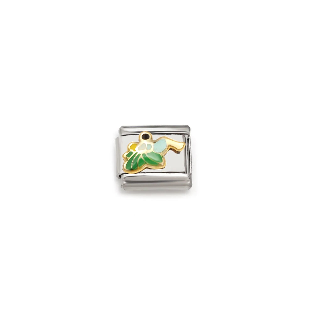 Italian Links Stainless Steel Charms Bracelet Women Enamel Coconut Tree Holiday Scenery Frog Elephant Fit 9mm Making Jewelry
