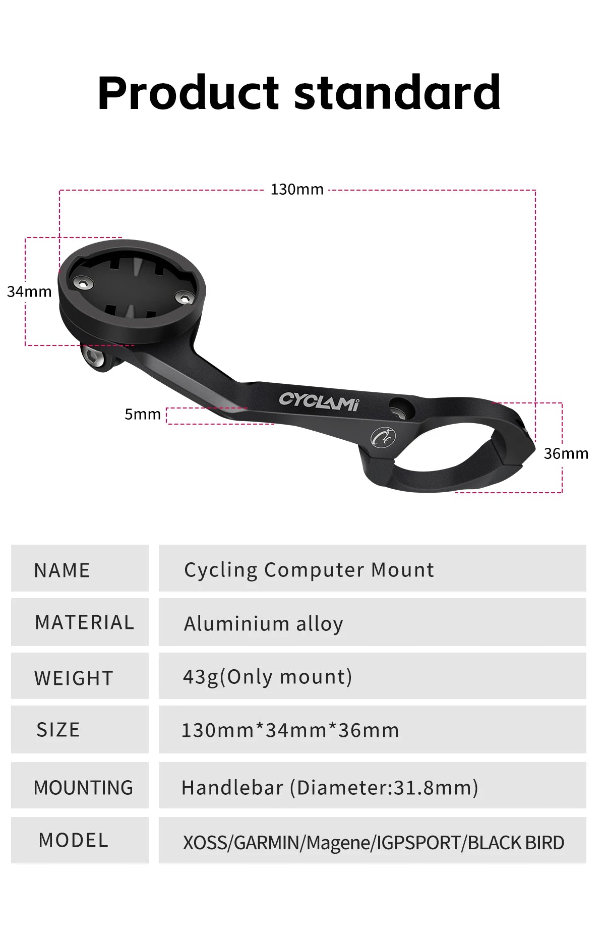 CYCLAMI Aluminium Alloy Double-sided Bike Computer Mount MTB Road GPS Headlight Holder Bracke For GARMIN XOSS IGPSPORT Bicycle
