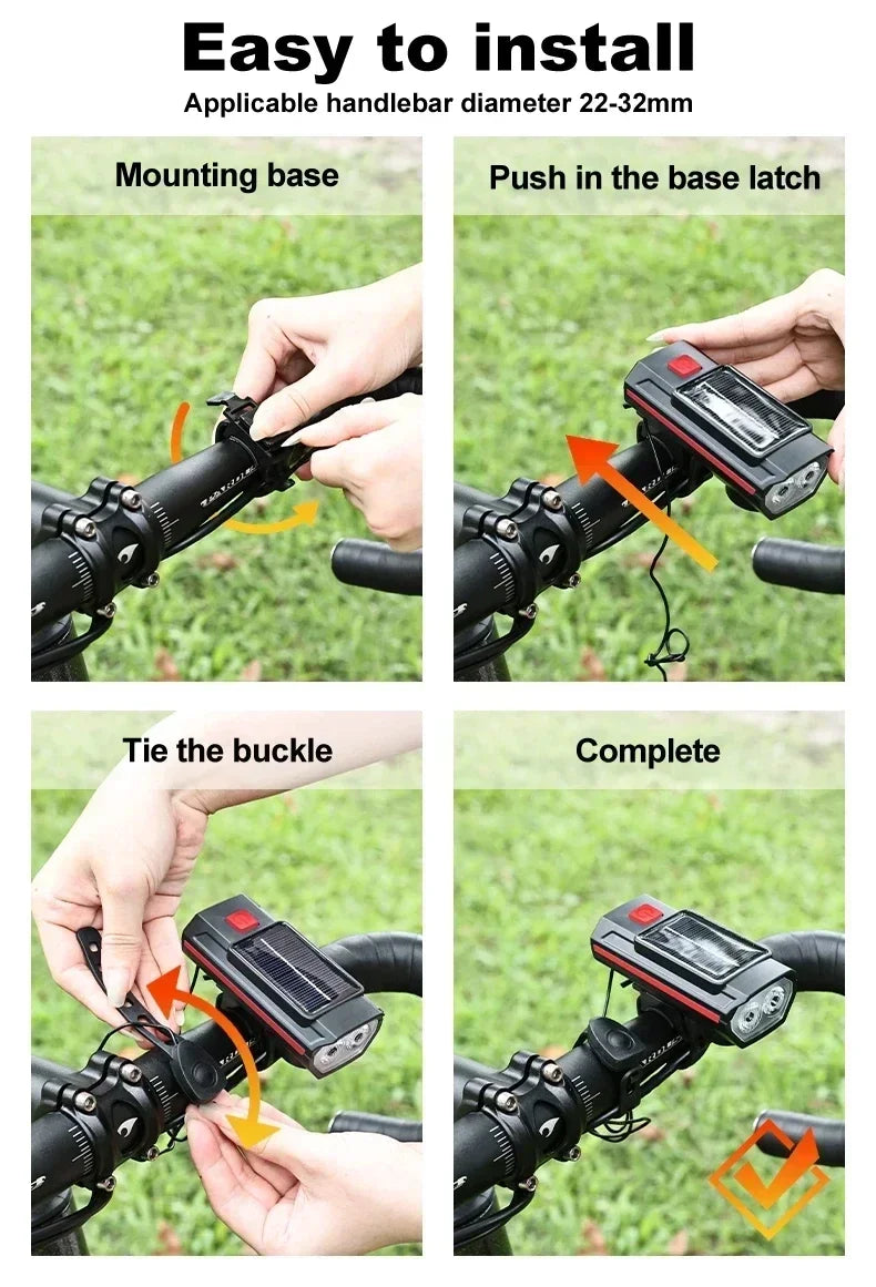 Bicycle Front Light USB Rechargeable with 120dB Horn Highlight Mtb Road Bike Headlight Night Riding Warning Lamp Cycling Light