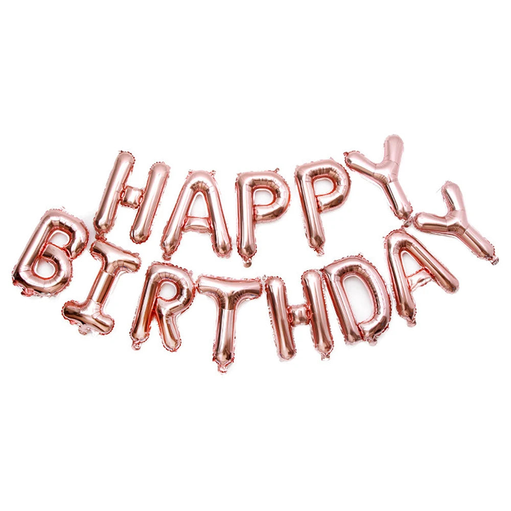 Multi-colored HAPPY BIRTHDAY Letters Foil Balloons Set Banner Heart Balloon Latex Confetti Balloon Birthday Party Decor Supplies
