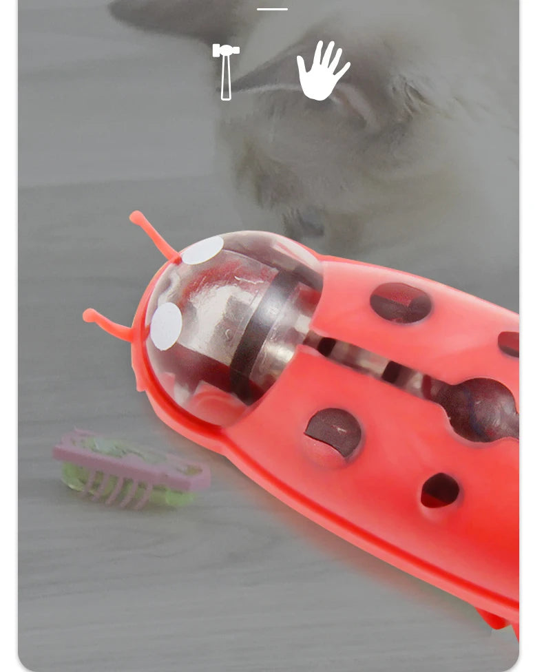 Mini Electric Bug Pet Dog Cat Toy Interactive Cute Ladybird Beetle Animal Shape Cat Toys Walking Insect Cat Playing Supplies