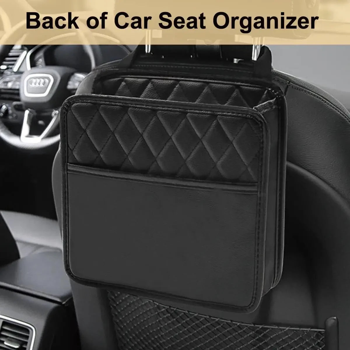 Car Organizer Multi-functional Car Seat Storage Bag Waterproof Hanging Car Seat Organizer Garbage Bag Suitable for Most Car