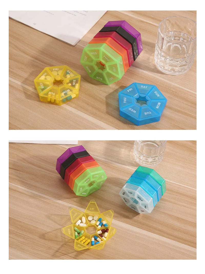 Mini Small Portable Travel Vitamin Pill Box Pills Cases Container Organizer Storage Tablets 7 Days Grids Medicine Fish Oils