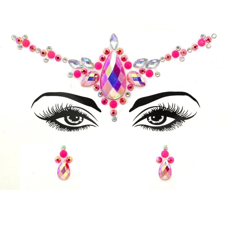 3D Rhinestone Bright Face stickers for festival Glitter Makeup Jewelry Sticker on Face crystals Gems jewels diamonds decoration