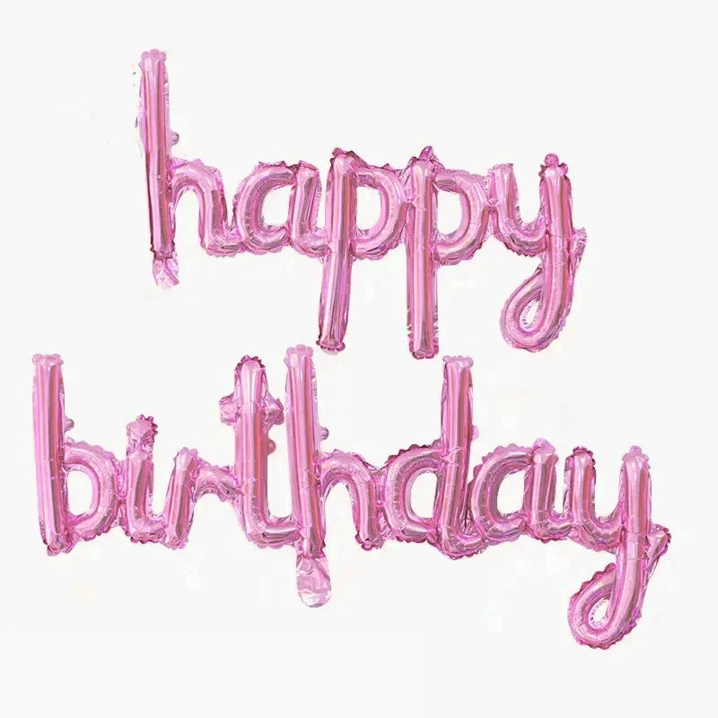 2pcs/set Happy Birthday Balloons Pink Purple Aluminium Foil Balloon Birthday Party Decoration Suppries Home DIY Accessories Prop
