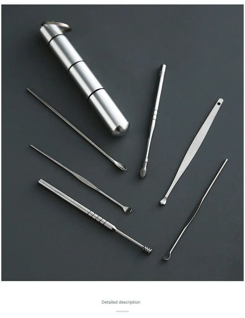 Stainless Steel Ear Picker Set Portable For Ear Puller Multi-Functional Ear Cleaning Safe Material Non-Slip Handle