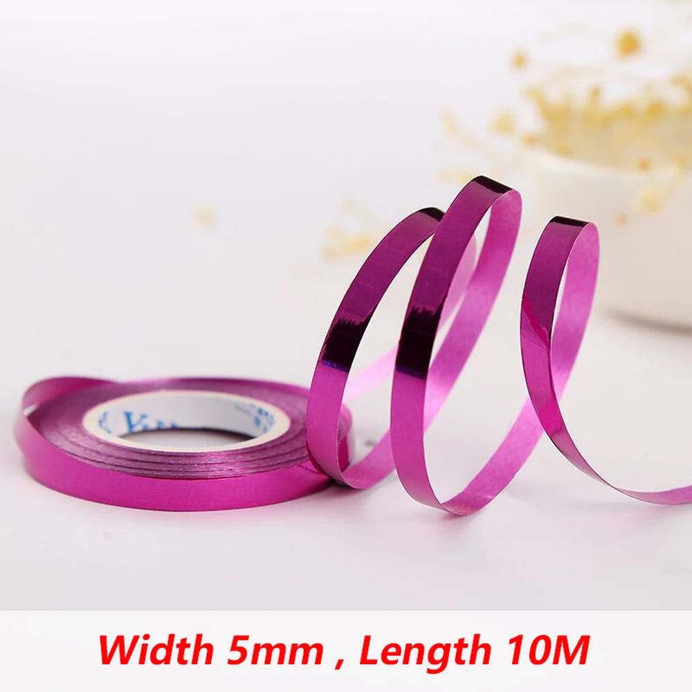 10Meter/Rolls 5mm Balloon Ribbon Party Birthday Wedding Accessorie Laser Balloon Chain Satin Ribbons Crafts DIY Party Decoration