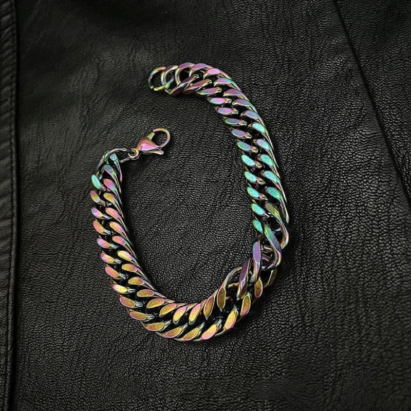 316L Stainless Steel Cuban Chain Bracelet for Men Women Figaro Vintage Metal Viking Kpop Pulseras Emo Cute Luxury Jewelry Gift