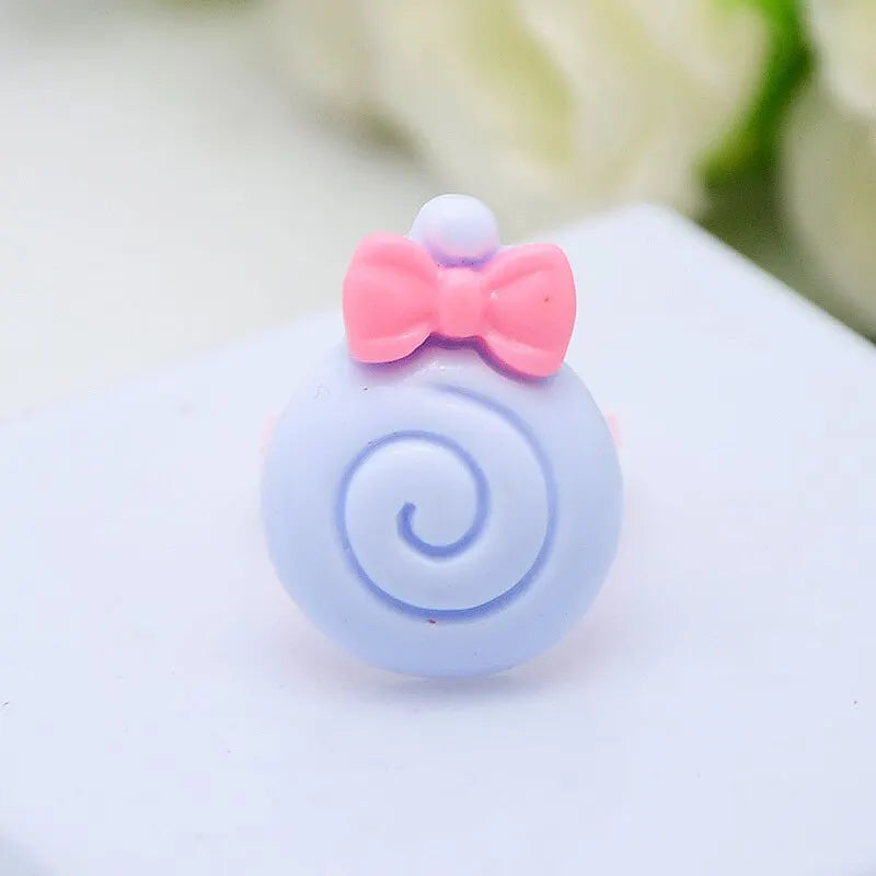 36Pcs Kids Cute Rings Resin Cartoon Jewelry Flower Shape Adjustable Ring Set Creative Accessories Girl Gifts