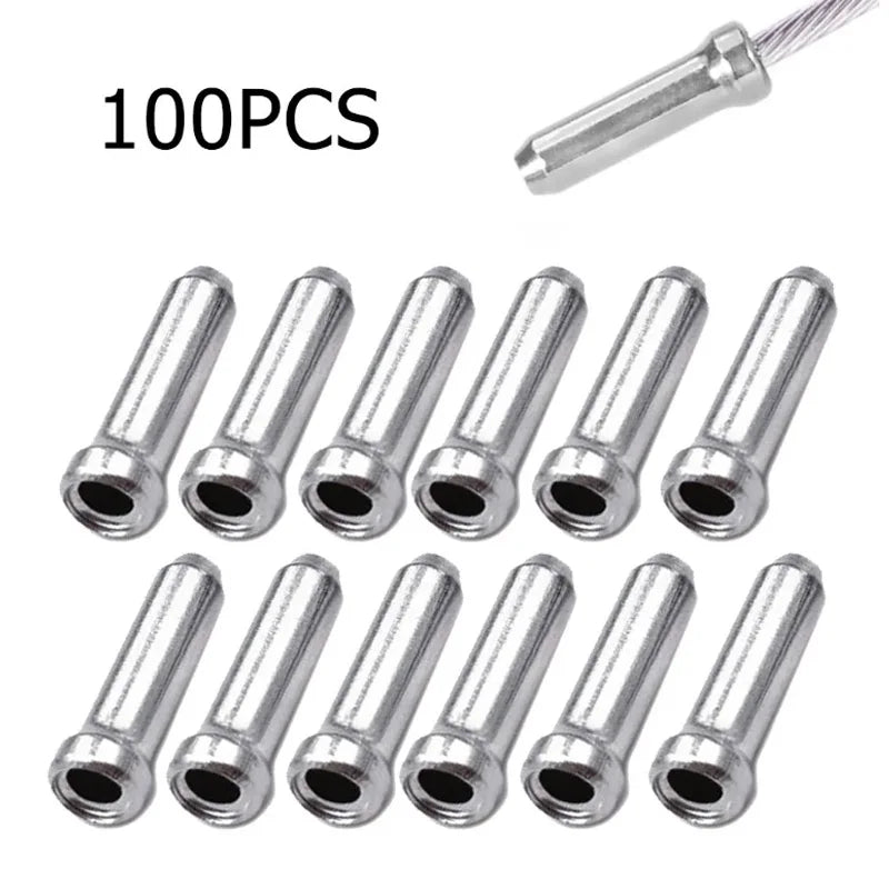 100pcs Bicycle Brake Shifter Cable Tips Aluminum Brake Line Derailleur Shift Inner Wire End Caps Tips Crimps MTB Bike Accessorie