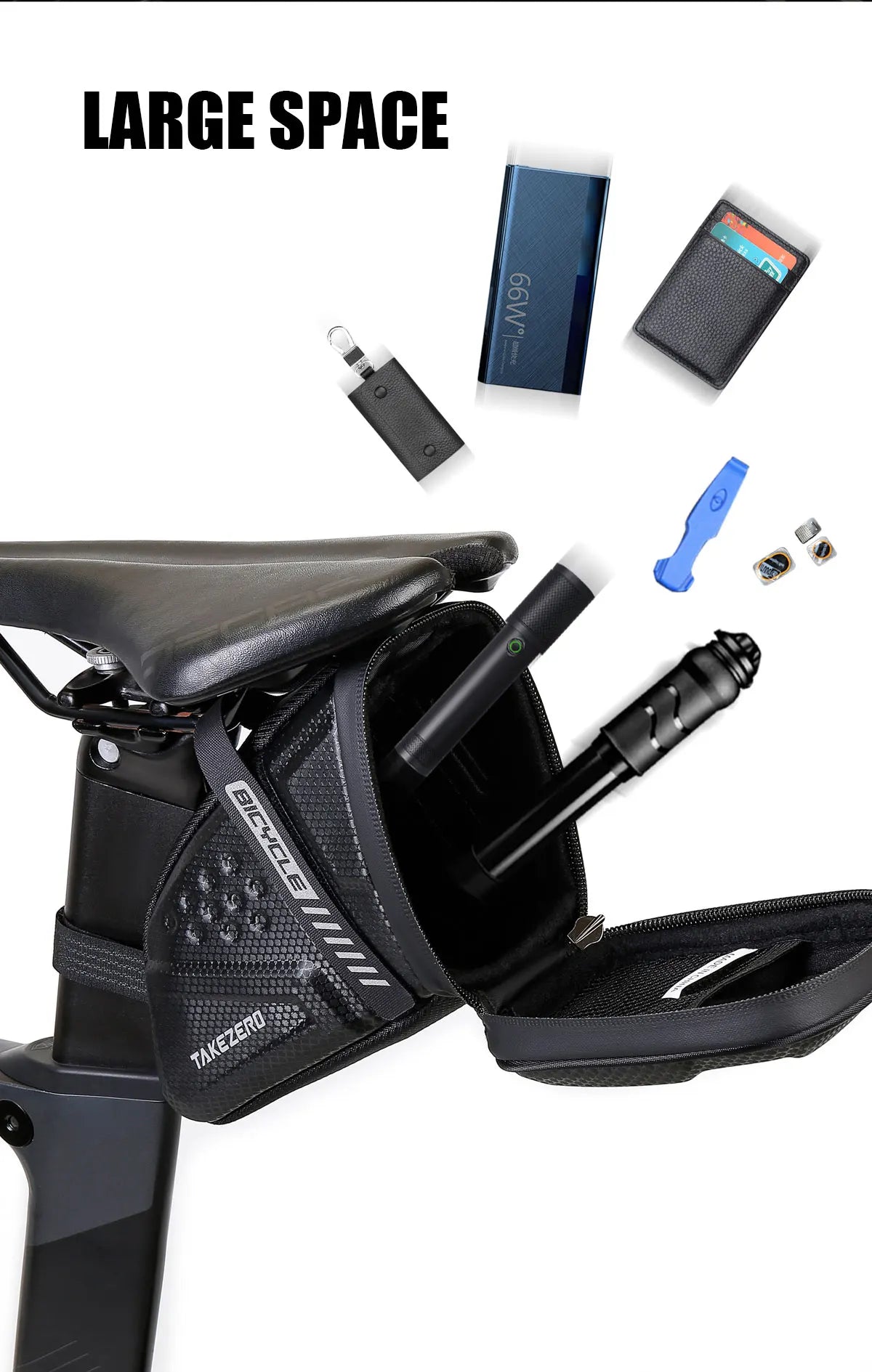TAKEZERO TZ07 Bicycle Tail Bag Saddle Bag Mountain Bike EVA Hard Shell Road Bike Rear Bag Riding Equipment Accessories
