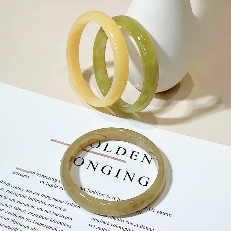 3pcs New Vintage Resin Acrylic Bangle Set for Women Jewelry Korean Cuff Bangles Bracelets with Charms Designer Round New Gifts
