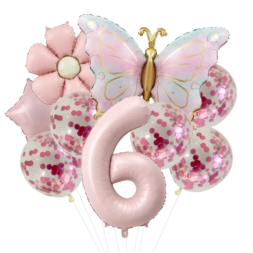 Butterfly Balloons 5th Birthday Decor for Girls Pink Butterfly Foil Balloons for Butterfly Themed Party Wedding Birthday Decors
