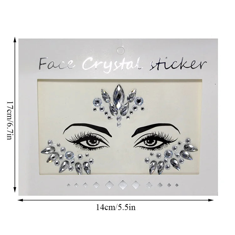 3D Rhinestone Bright Face stickers for festival Glitter Makeup Jewelry Sticker on Face crystals Gems jewels diamonds decoration