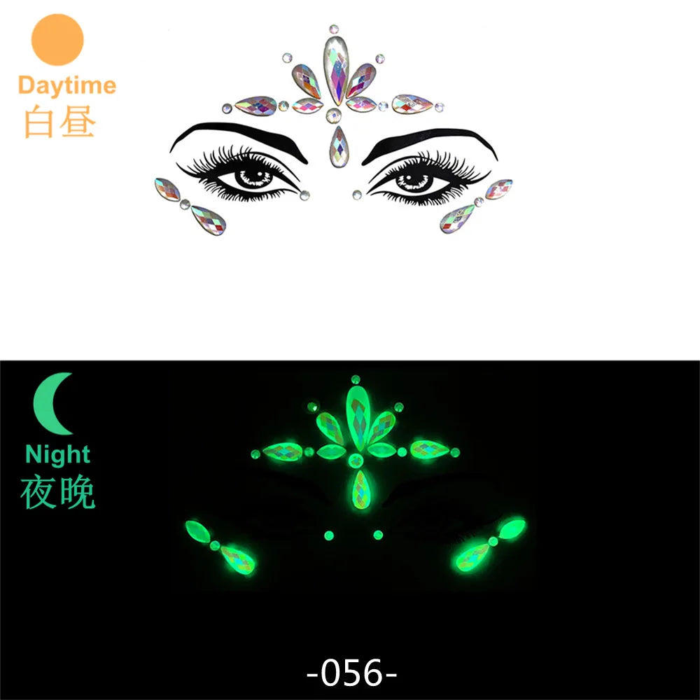 3D Rhinestone Bright Face stickers for festival Glitter Makeup Jewelry Sticker on Face crystals Gems jewels diamonds decoration