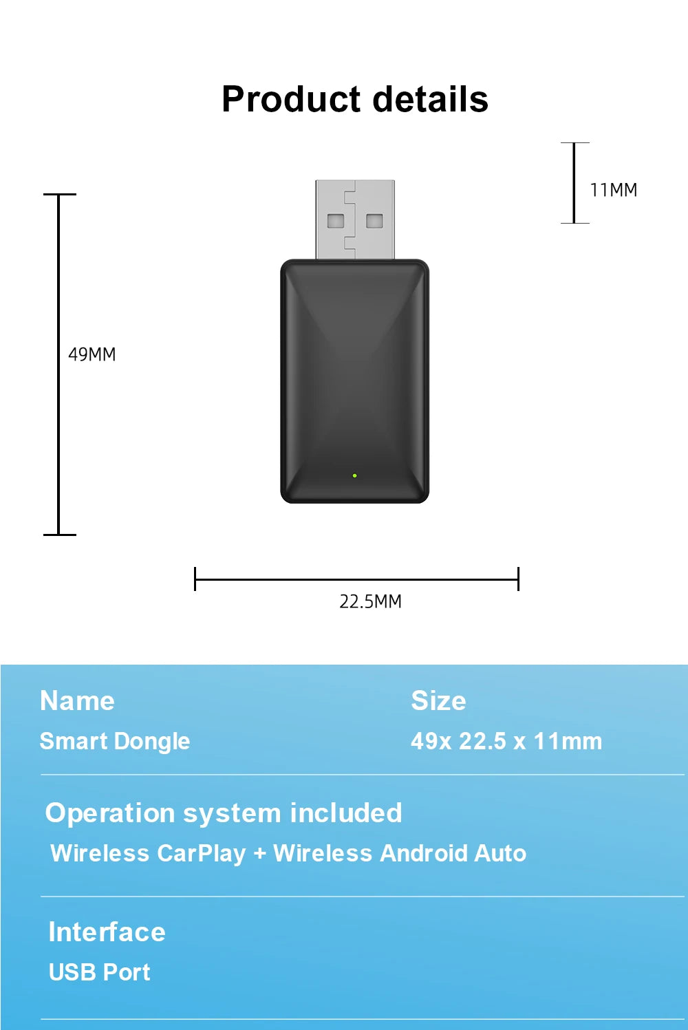 PLAYAIBOX Wireless Carplay Adapter 2in1 Dongle Wireless CarPlay &Android Auto For iPhone Android Phone Benz Audi Kia Chery Jeep