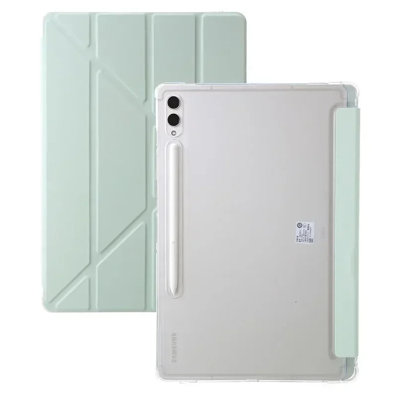 For Samsung Tab S9 Plus Case 12.4" Acrylic Clear Hard Back Stand Smart Cover For Galaxy Tab S9 FE S10 Plus Case With Pen Holder