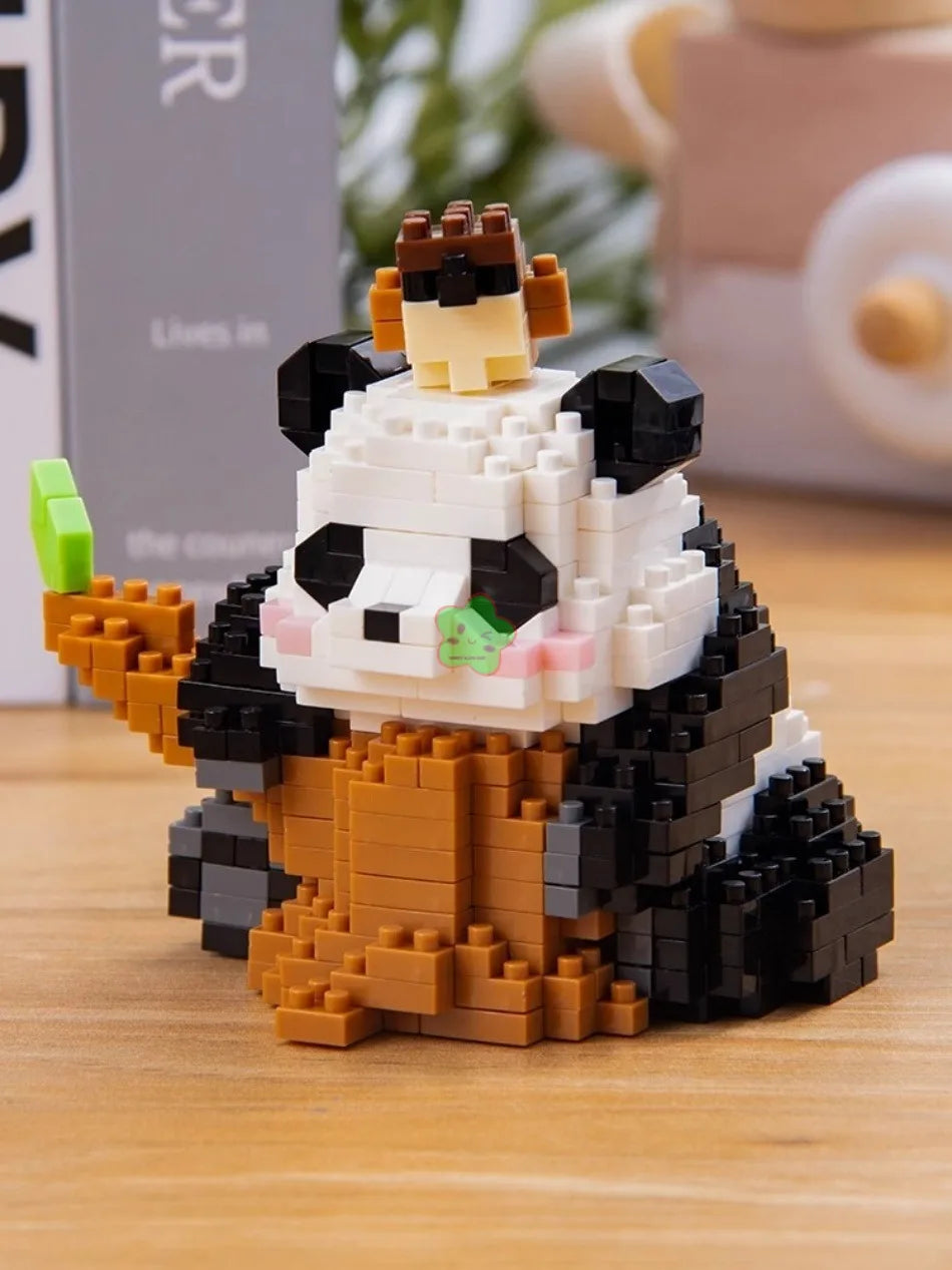 Creative DIY Assemable Animal Cute MINI Chinese Style Animal Panda Building Block Educational Boy Toys For Children Model Bricks