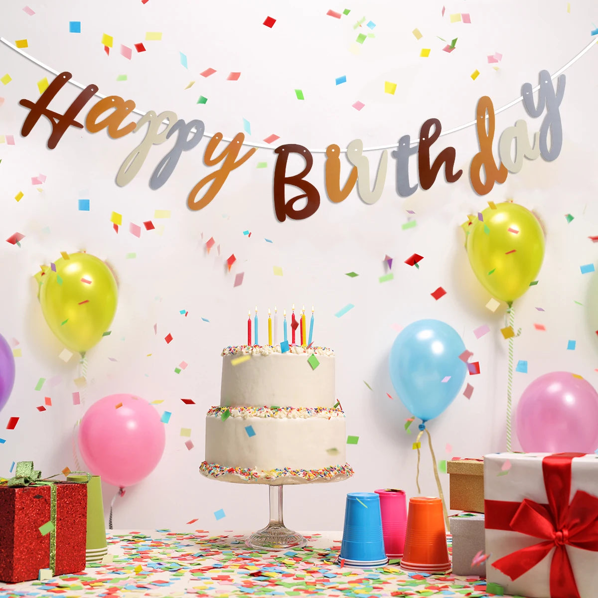 Bear Happy Birthday Banner Cute Bear Paper Birthday Bunting Banner Hanging Garland for Kids Baby shower 1st First Birthday Decor