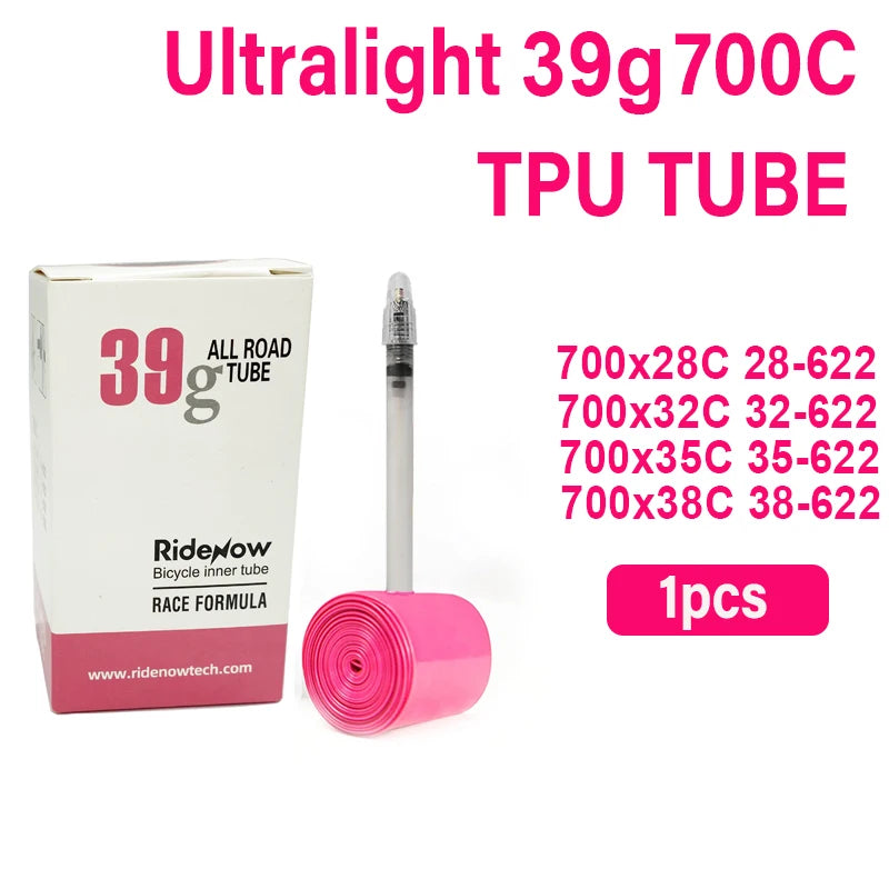 Ridenow Ultralight Bicycle Inner Tube 700 x 18 25 28 32 35 38C Road Bike TPU Tube 45 65 85mm Length French Valve 700C 28'' tube